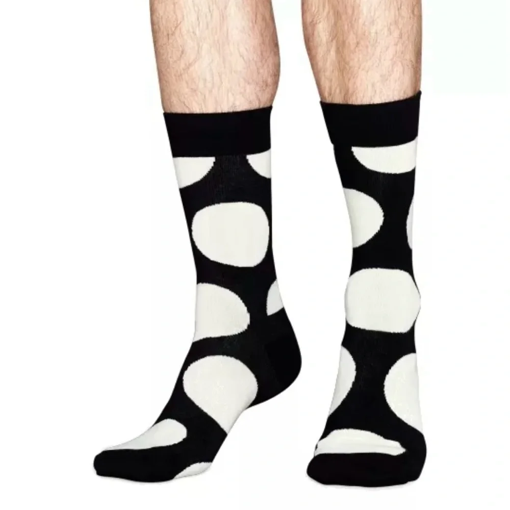 NEW BLACK WHITE POLKA DOT PAIR OF SOCKS by HAPPY SOCKS MENS SOCKS FUN